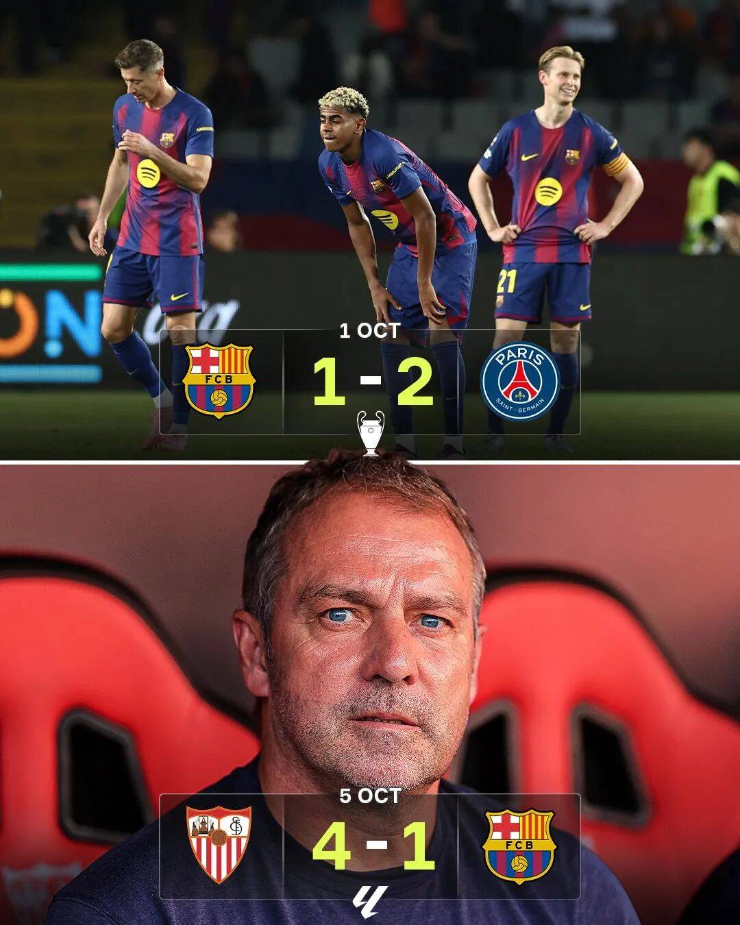 巴萨遭遇惨败,球迷情绪低落 巴萨遭遇惨败,球迷情绪低落